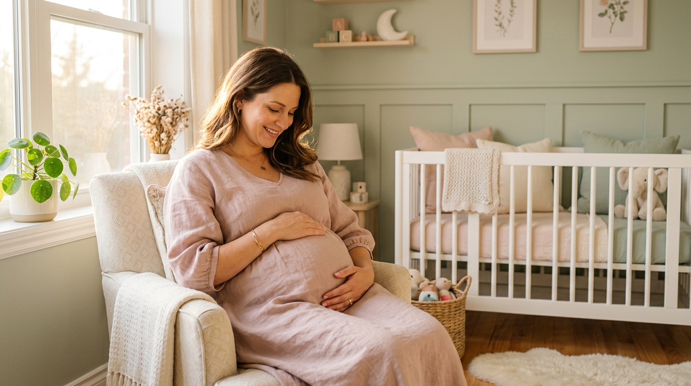 Mamá esperando a su bebé en la habitación