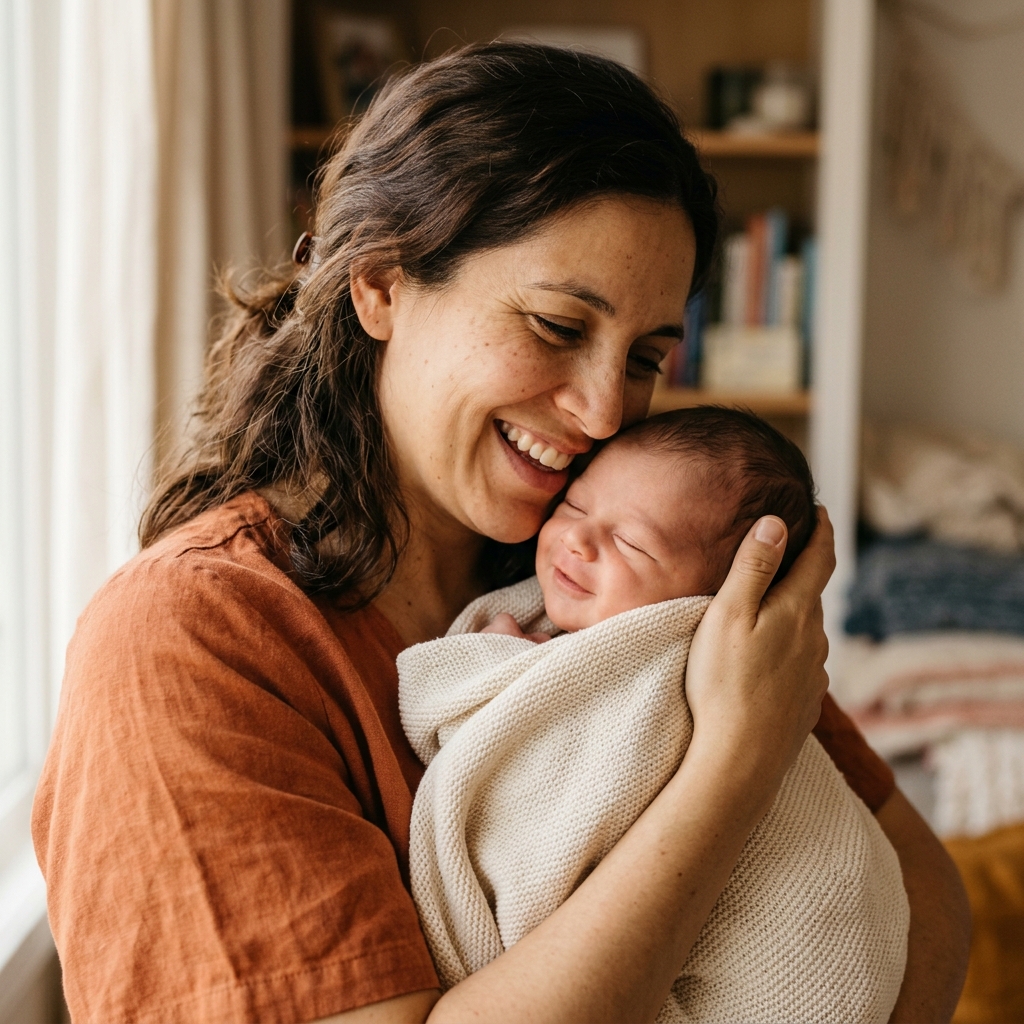 Mamá cargando a su bebé